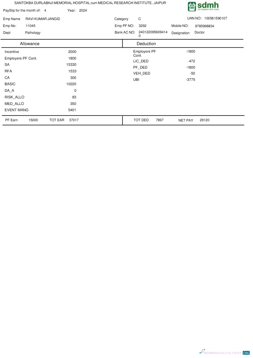 Download Santokba Durlabhji Memorial Hospital payslip template in Word and PDF formats.pdf, 1 Photoshop template